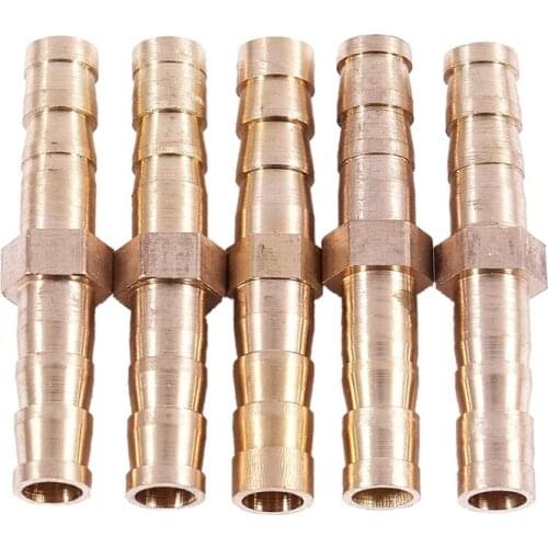 5 pcs Gold Tone Brass Straight Hose Connector Joiner