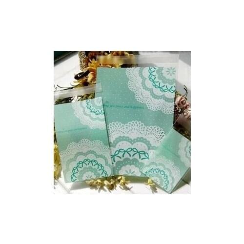 50pcs Green Lace Self Adhesive Seal Cello Cookie Bag for Bakery Gift Candy Chocolate packaging