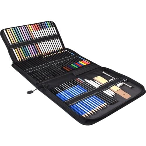 72pcs Drawing Painting Sketch Kit Set with Pencils Erasers Sharpener Carrying Case for Artist Beginner Student Sketching