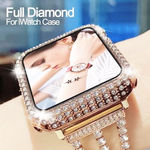 Diamond Cover For Iwatch SE 6 40mm 44mm watch accessories Bumper Protective Case for Apple Watch Series 6 SE 5 4 3 2 1 38MM 42MM