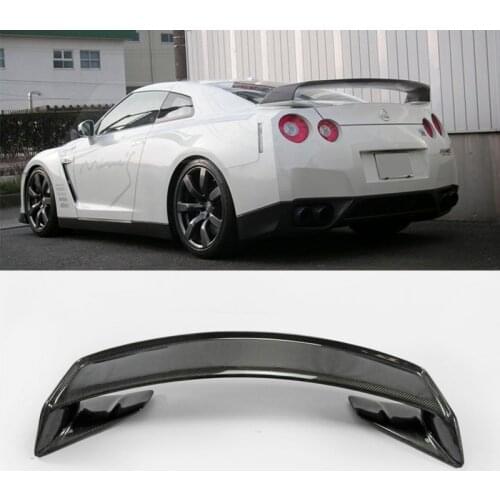 Car Accessories For Nissan R35 GTR Mine Style Carbon Fiber Rear Spoiler With Base Glossy Finish Trunk Wing With Stand Kit Trim