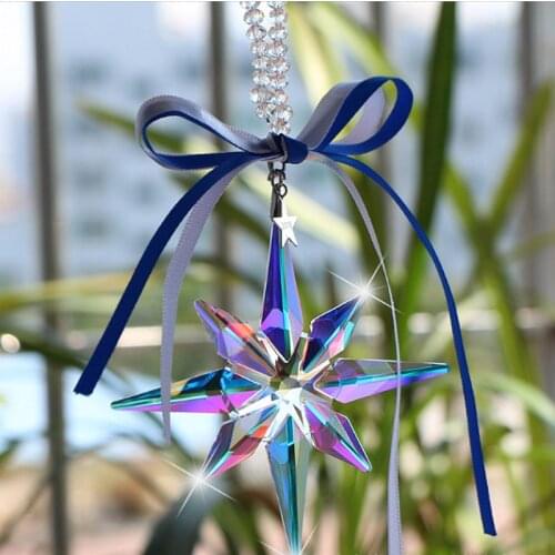 Car Pendant Crystal Large Snowflakes Ornaments Snowflake Clear Crystal Edition Car Rearview Mirror Ornament Interior Accessories