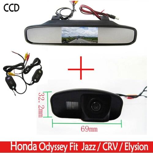 Wireless HD videoRear View Reverse color parking CCD Car Camera with 4.3 Inch LCD Monitor For Honda CRV CR-V Odyddey Fit Jazz