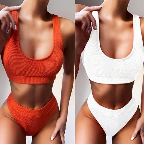 Brazilian White Bikini High Waisted Bathing Suits Girls Swimwear Two Piece Swimsuit Swimming Suit for Tankini Swimsuits Women