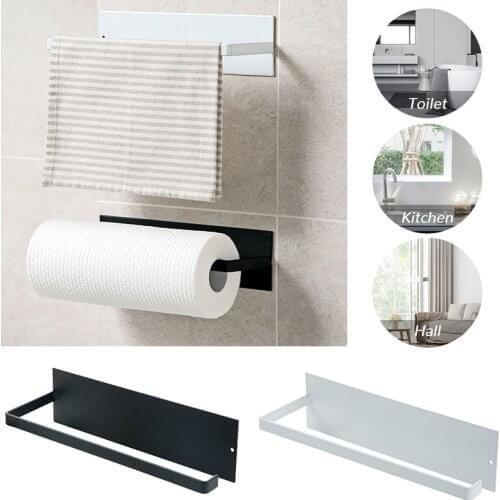 Kitchen Roll Paper Self Adhesive Wall Mount Toilet Paper Holder Stainless Steel Bathroom Tissue Towel Accessories Rack Holders