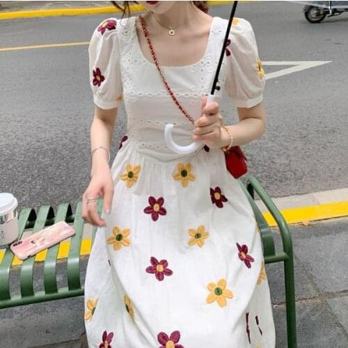The girls received a waist-crushing flower dress for summer big shirt dress plus size mermaid dress french dress women