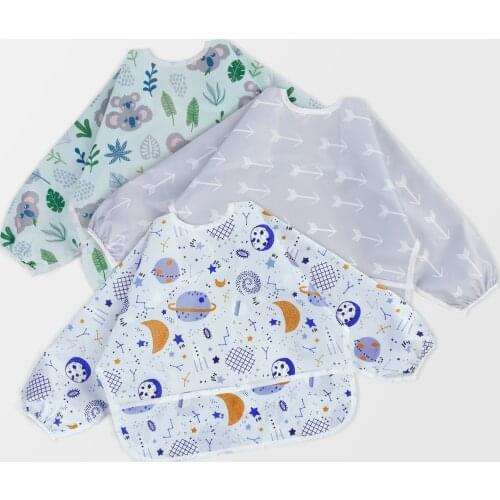 Baby Bib Waterproof Apron Long Sleeve Boy Girl Bibs Animals Kid Smock Bib Burp Eat Toddler Feeding Tools Cute Clothing