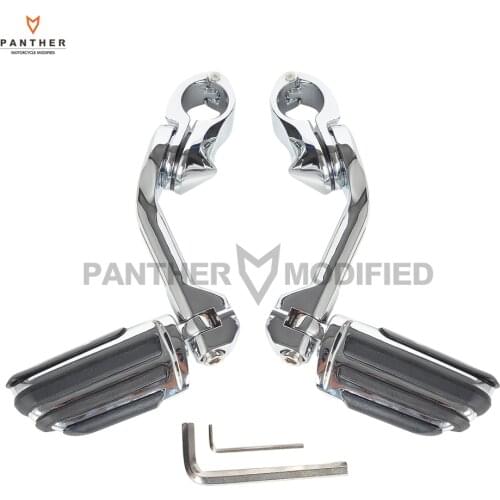 Chrome Long Angled Anti Vibration Motorcycle Foot peg Moto Foot Rest case for Honda Harley Suzuki Kawasaki 1-1/4" 32mm Bar