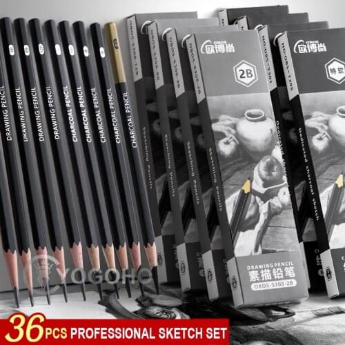 12pcs Professional Sketch and Drawing Graphite Charcoal Pencil HB2H2B4B6B8B14B Beginner Student Sketch Hand Painting Tools