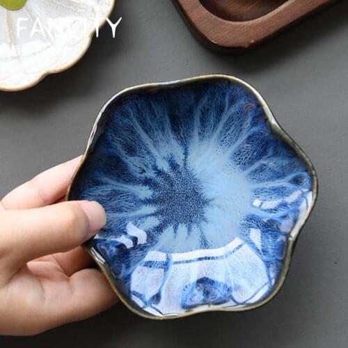FANCITY Japanese-style kiln changed petals ceramic bone dish small dish dipping sauce flavor dish household seasoning dish