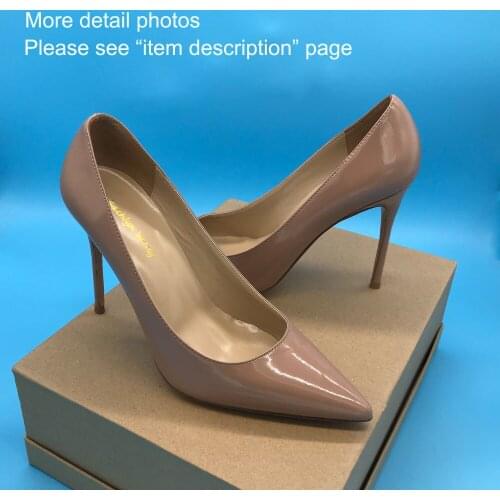 Classic Designer Thin Heel Women Pointed Toe Pumps office Lady 100MM High Heels Shoes Real Leather Nude