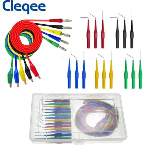 Cleqee P1920 20pcs/set Back Probe Kit 4mm Banana Plug to Alligator Clip Multimeter Test Lead 30V /10A for Automotive tool