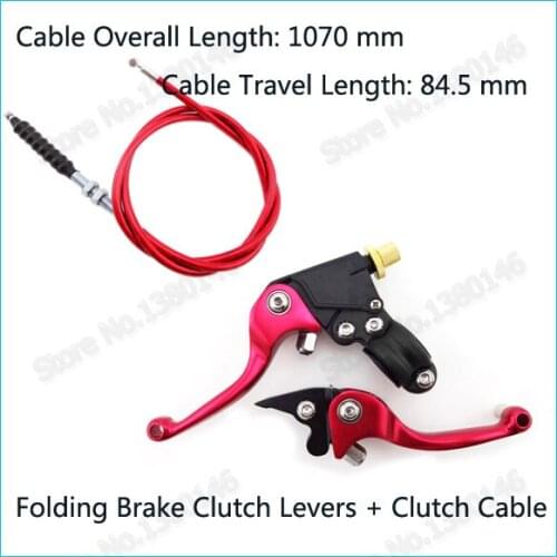 Red Folding Brake Clutch Levers Cable For Chinese XR50 CRF50 CRF70 SSR Thumpstar Pit Pro Dirt Bike Mini Motocross