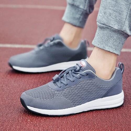 Big Size Light Weight Mens Summer Sports Shoes Women Running Shoes Sport Mens Shoes Men Sneakers Gray Trainers Footwear E-1075