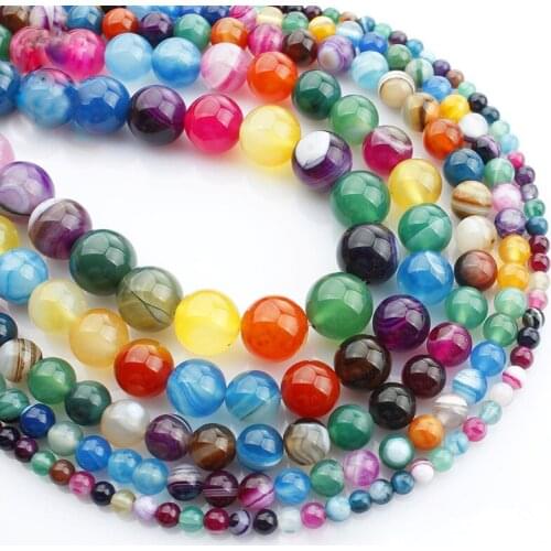 15"(38cm) Strand Round Natural Mixed Lace Agate Stone Rocks 4mm 6mm 8mm 10mm 12mm Gemstone Beads for Bracelet Jewelry Making