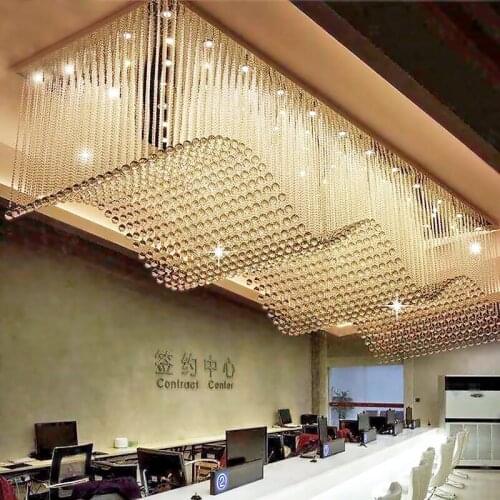 Large-scale sales department rectangular crystal lamp wave shape hotel lobby elevator hall conference room lighting