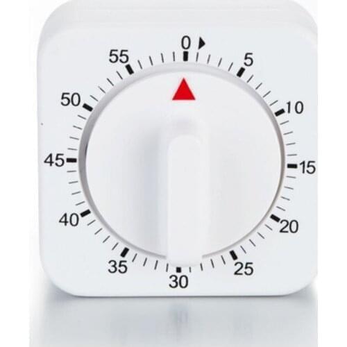 60 Minutes Kitchen Timer Count Down Alarm Reminder White Square Mechanical Timer for Kitchen
