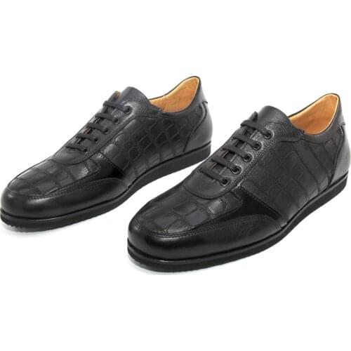 SHENBINs Basic Shoes With Crocodile Skin Print on Real Leather, Extra Light Soles, Shenbins Handmade Casual Footwear