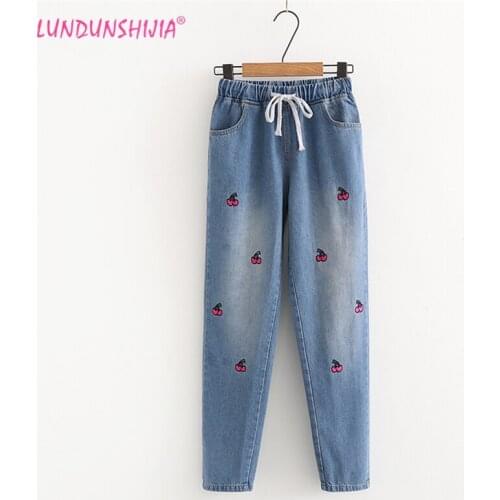 Женские джинсы с вышивкой LUNDUNSHIJIA China At AliExpress