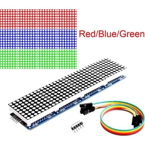 MAX7219 Dot Matrix Module Microcontroller 4 In One Display with 5P Line 4 in 1 Red/Green