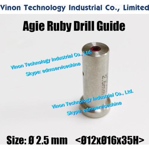 2pcs)d=2.5mm Agie Drill Guide HD30 (Ruby+SUS) 12dx16x35Lmm SD1 electrode guide 335009075,335009076 Actspark SD1,Charmilles HD30