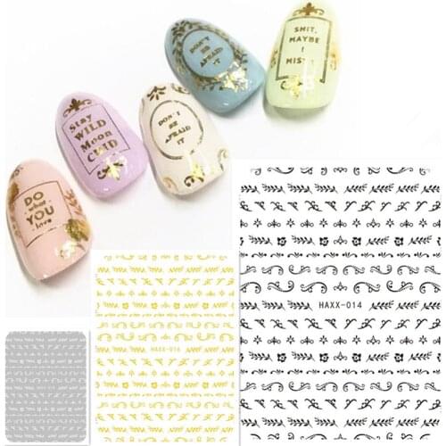 Newest HAXX-014 015 Decorative pattern 3d nail sticker Japan style nail decals back glue DIY nail decoration manicure
