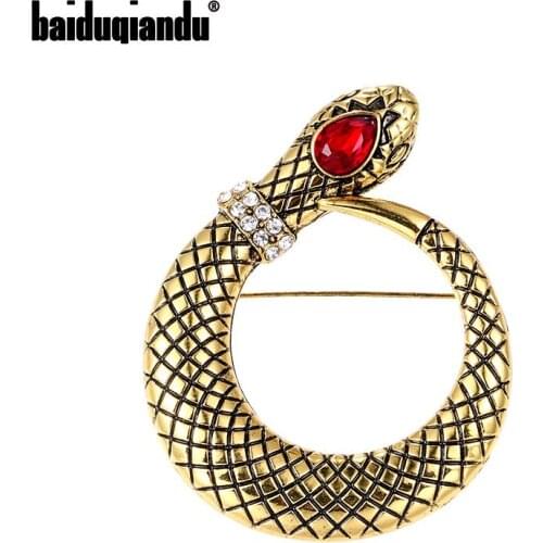 Baiduqiandu Brand New Arrival Red Eye Snake Brooch Lapel Pins Apparel Jewelry Accessories