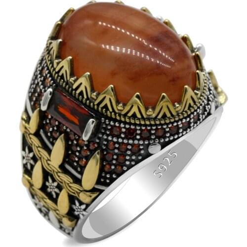 New Oval Natural Quartz Stone 925 Sterling Silver Mens Ring Claw Setting Design Punk Fashion Popular Mens Party Jewelry Gift