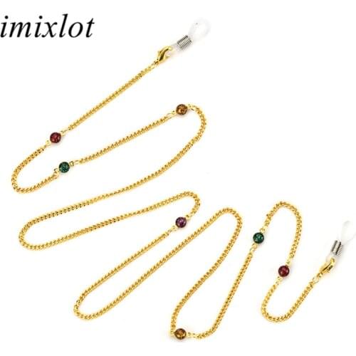 Imixlot Retro Charm Drop-oil Beads Eyeglass Chain Women Fashion Chic Anti-slip Metal Glasses Holder Strap Lanyard Necklace