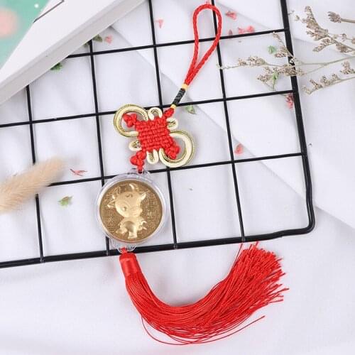 Lucky 2021 Year Of Ox Coin Commemorative Souvenir Tassels Pendant Decoration