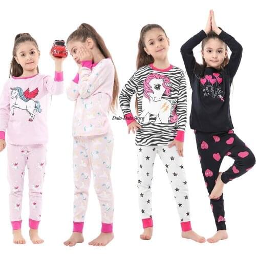 Spring Autumn Kids Pajama Full Sleeve Toddler Sleepwear Cotton Soft Girls Pyjama Round Neck Children Clothing Suit Boys Pijama