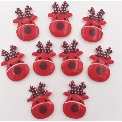 Resin Colorful Mini Kawaii Christmas Deer Flatback Cabochon Stone 30PCS Scrapbook DIY Decor Home Figurine Crafts OK066*3