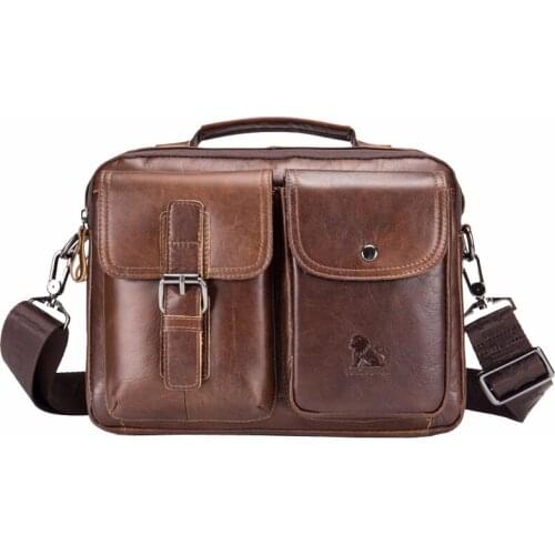 Real Cowhide Messenger Briefcase Cross Body Bags Casual Men Shoulder Handbag Business High Quality Leather Tote Bag