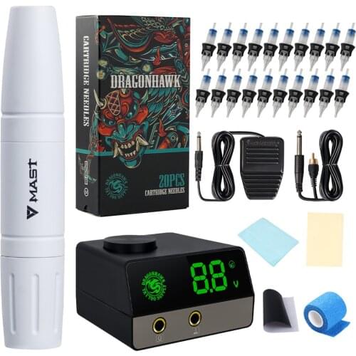 Adjust Two Stroke Rotary Pmu Tattoo Pen Machine with LCD Power Supply Silicone Case Cartridge Needles Set Makeup Kit