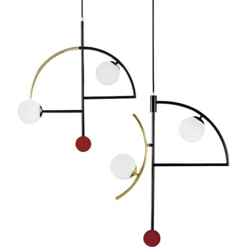 Post Modern Irregular Line Chandeliers Lights Dining Restaurant Decorated Glass Pendant Lamps Nordic Iron Living Room Fixtures