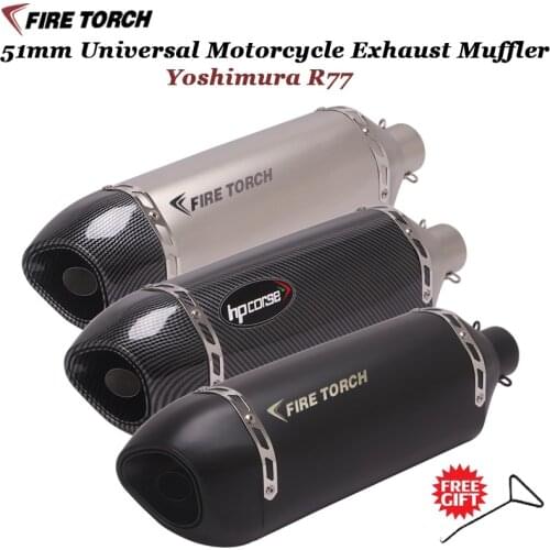 Universal 51mm Yoshimura R77 Escape Moto Exhaust Motorcycle Muffler Motocross Pipe Cover For HONDA R6 Z900 MT07 NK250 MT09 Bike