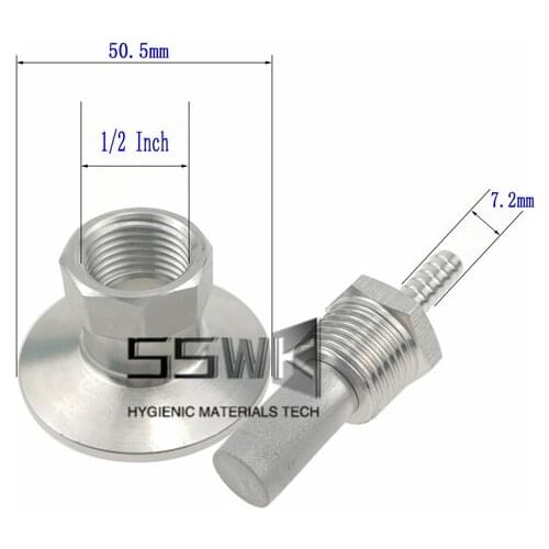0.5 Micron Stainless steel Tri Clamp Air stone with 1/2" thread and 1/4" Barb Tri Clamp Carbonation Stone