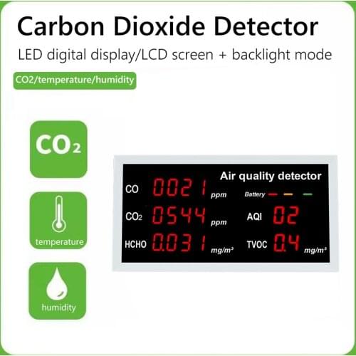 W17 Indoor Air Quality Monitor Rechargeable CO CO2 Formaldehyde HCHO TVOC AQI Detector Real Time Tester for Car Home Office