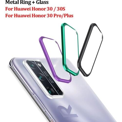 Tempered Glass+Metal Ring Camera Protector For Huawei Honor 30 Pro Plus Camera Len Protection Ring Cover For Huawei Honor 30 Pro