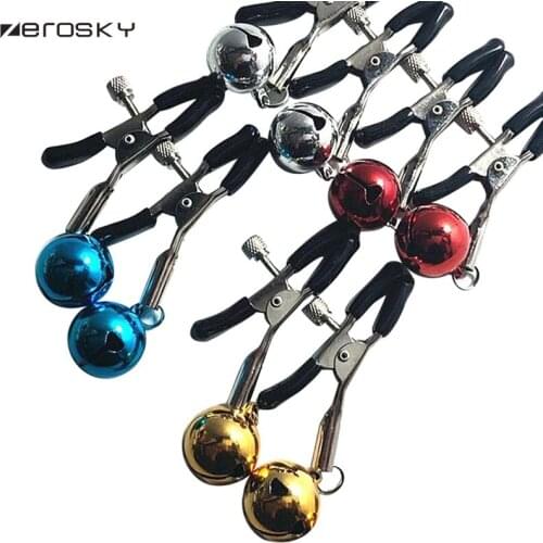 Zerosky 1 Pair Hot Bell Nipple Clamps Sex Toys for Couples Labia Clips Special Adults Sex Games Erotic Sexy Toys Kits for Women