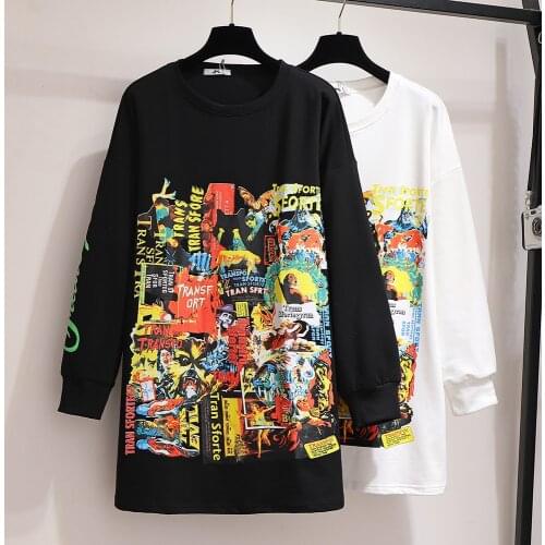 Autumn Long sweatshirt Plus Size 8XL 10XL bust 157cm Large female ladies sweetshirt Oversized woman Cartoon sweatshirts