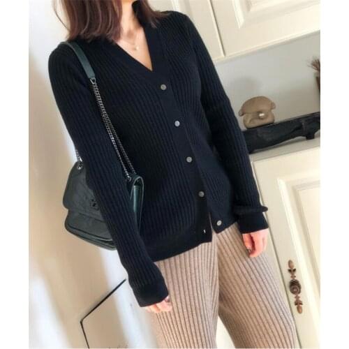 100%goat cashmere vertical striped knit women spring autumn cardigan sweater one&over size