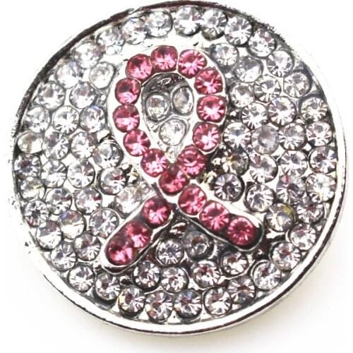 10Pcs/lot Cancer Pink Ribbon Crystal Snap Buttons Fit 18mm Ginger Snap Jewelry DIY Bracelets&Bangles Charms