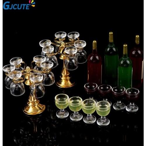 New 2019 Brand New 13pcs/set Wine Drink Bottles, Goblets, Beer Cups,Wine Bottles Cup Holder Dollhouse Miniature Pub Shop