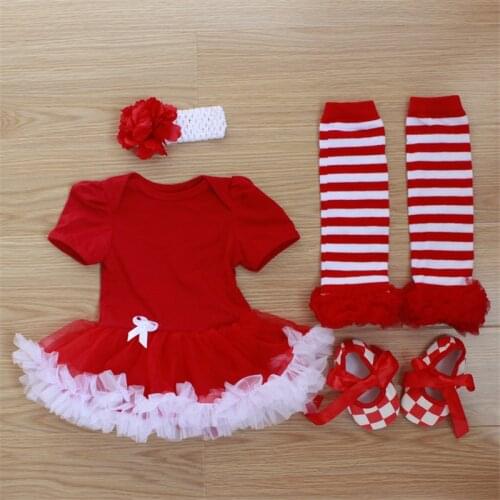 0-12 Months Newborn Baby Girl Romper Dress 4pcs Clothes Set Head Accessories Shoes Socks Outfits summer romper baby Costume