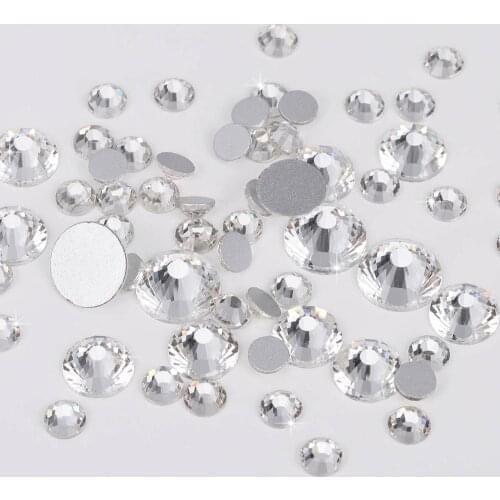 5A+ High Quality Glass Strass Glass Clear Glitter Not Hot Fix Rhinestone Fabric Garment for DIY Jewelry Making Findings Supplies