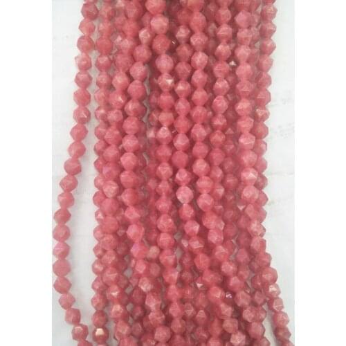 6/8/10/12mm Natural Rhodonite Stone Beads Faceted Loose Rhodochrosite Stone Beads For Jewelry Making Strand 15'' DIY Bracelets