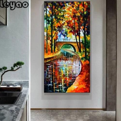 5D Diamond Pattern Rhinestone Needlework Diy Diamond Painting Scenic Arch Bridge Cross Stitch Diamond Embroidery Home Decor