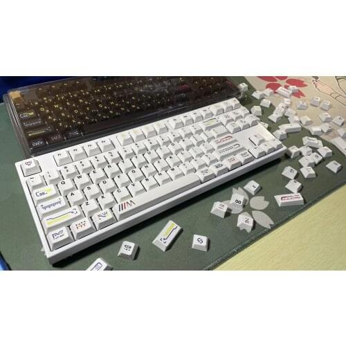 White Awaken Theme Keycaps PBT Dye Sublimation Mechanical Keyboard Key Cap Cherry Profile For MX Switch