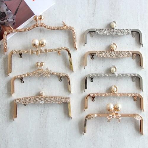 No hole screw purse frame gather 20.5CM handle purse frame DIY coin purse hardware Kiss lock Bag Parts Accessories